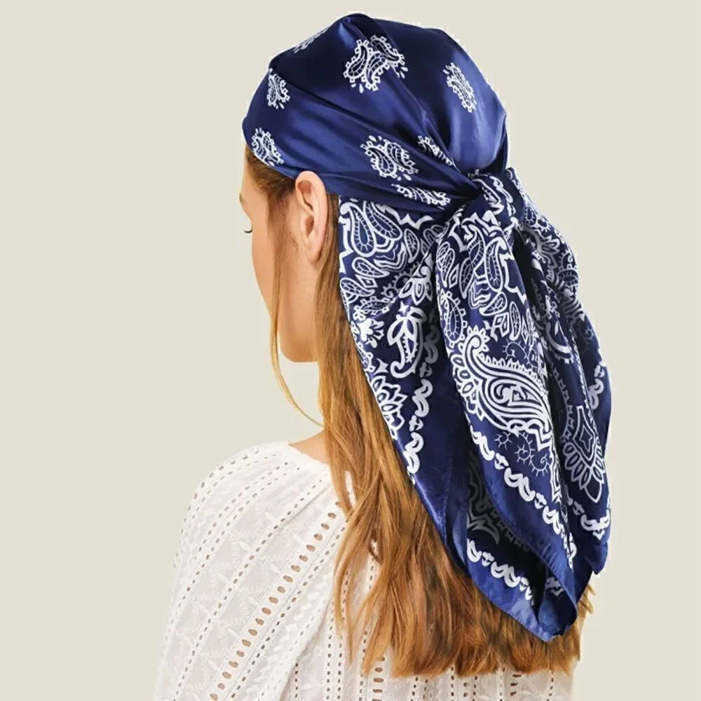Blue Paisley Silky Scarf